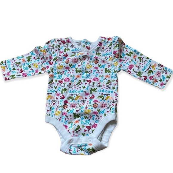 3/$15 ✨ Old Navy: Long Sleeved Chest Wrap Onesie with Colorful Print - Picture 1 of 6
